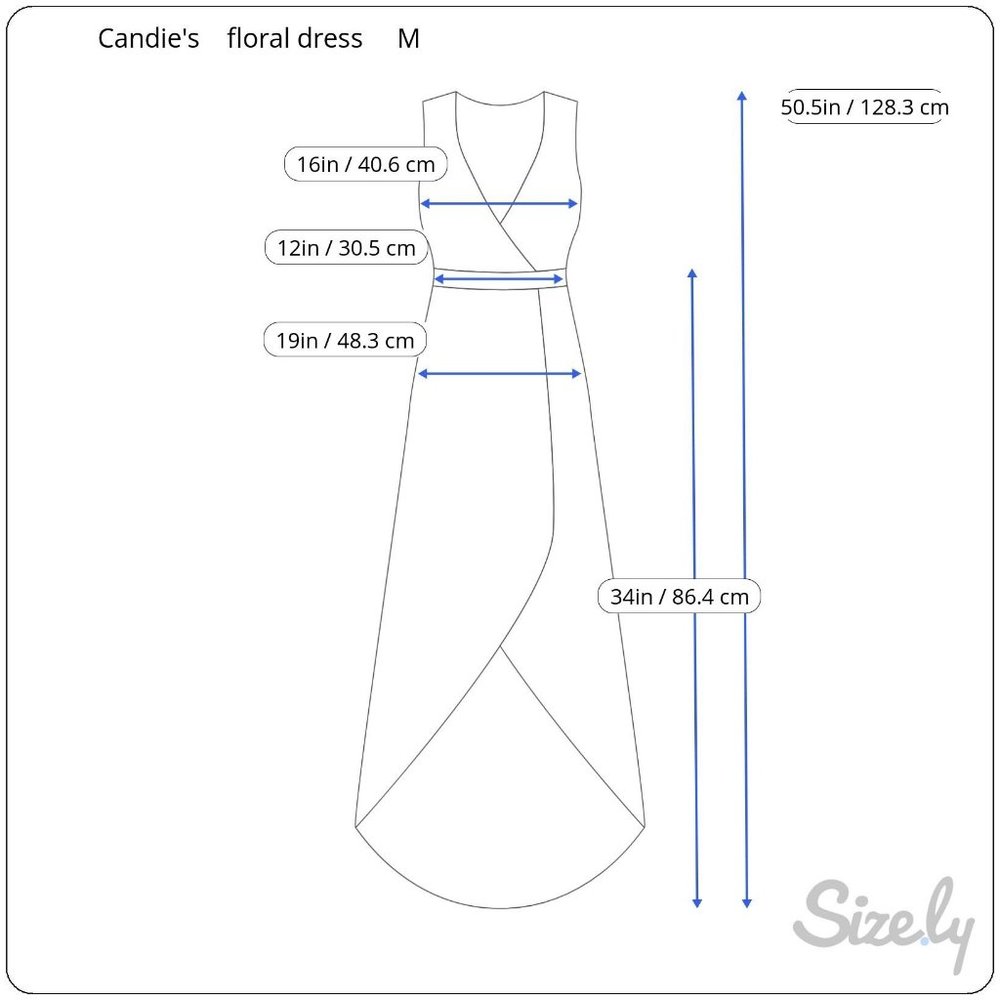 Candie's Women's Y2K High-Low Hem Dress Floral Print Blue Lace Panels sz M - Picture 11 of 11